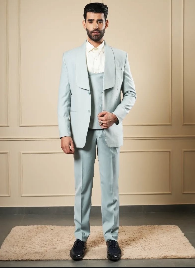 SKY BLUE PLAIN BLAZER SET