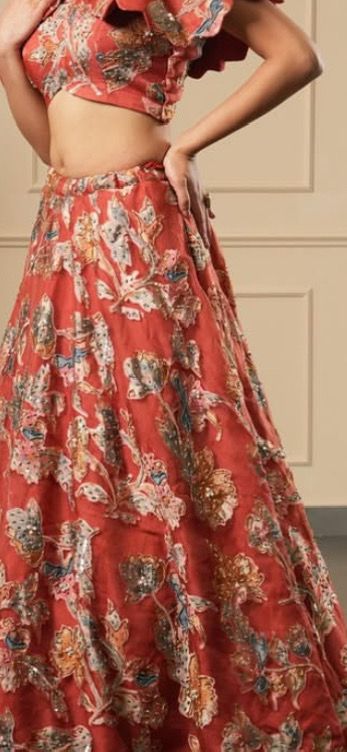 ORANGE BLUE HIGHLITED LEHENGA CHOLI