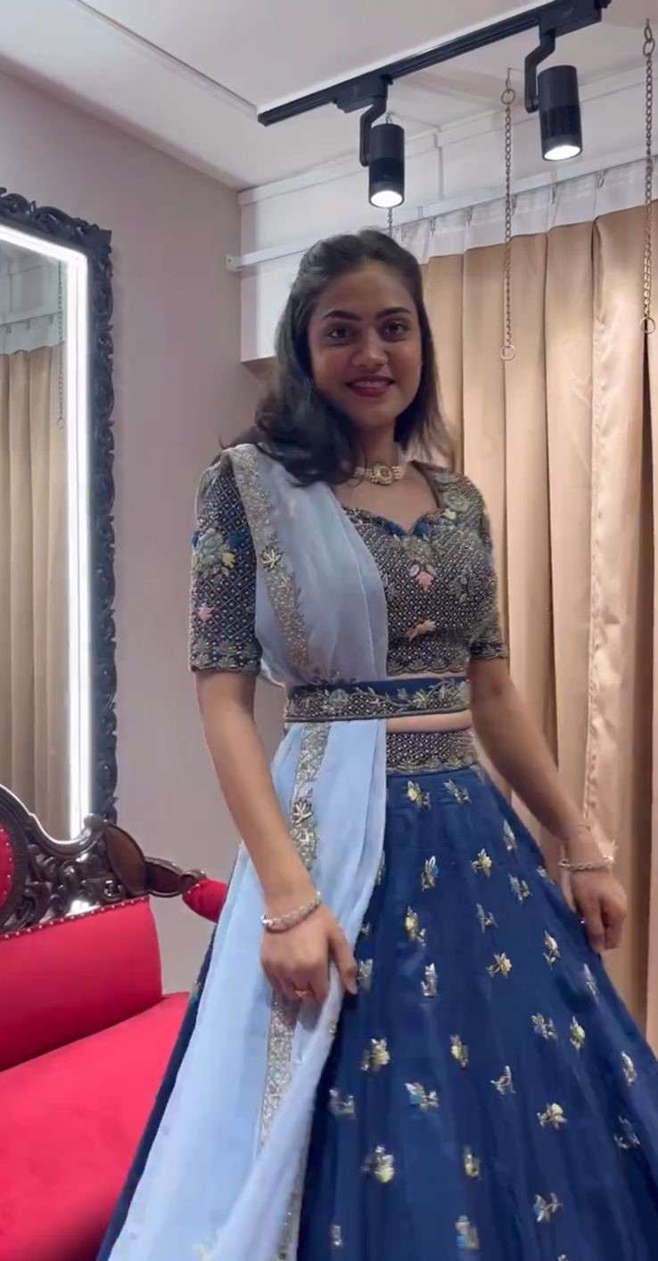 BLUE LEHENGA LIGHT BLUE DUPPATA
