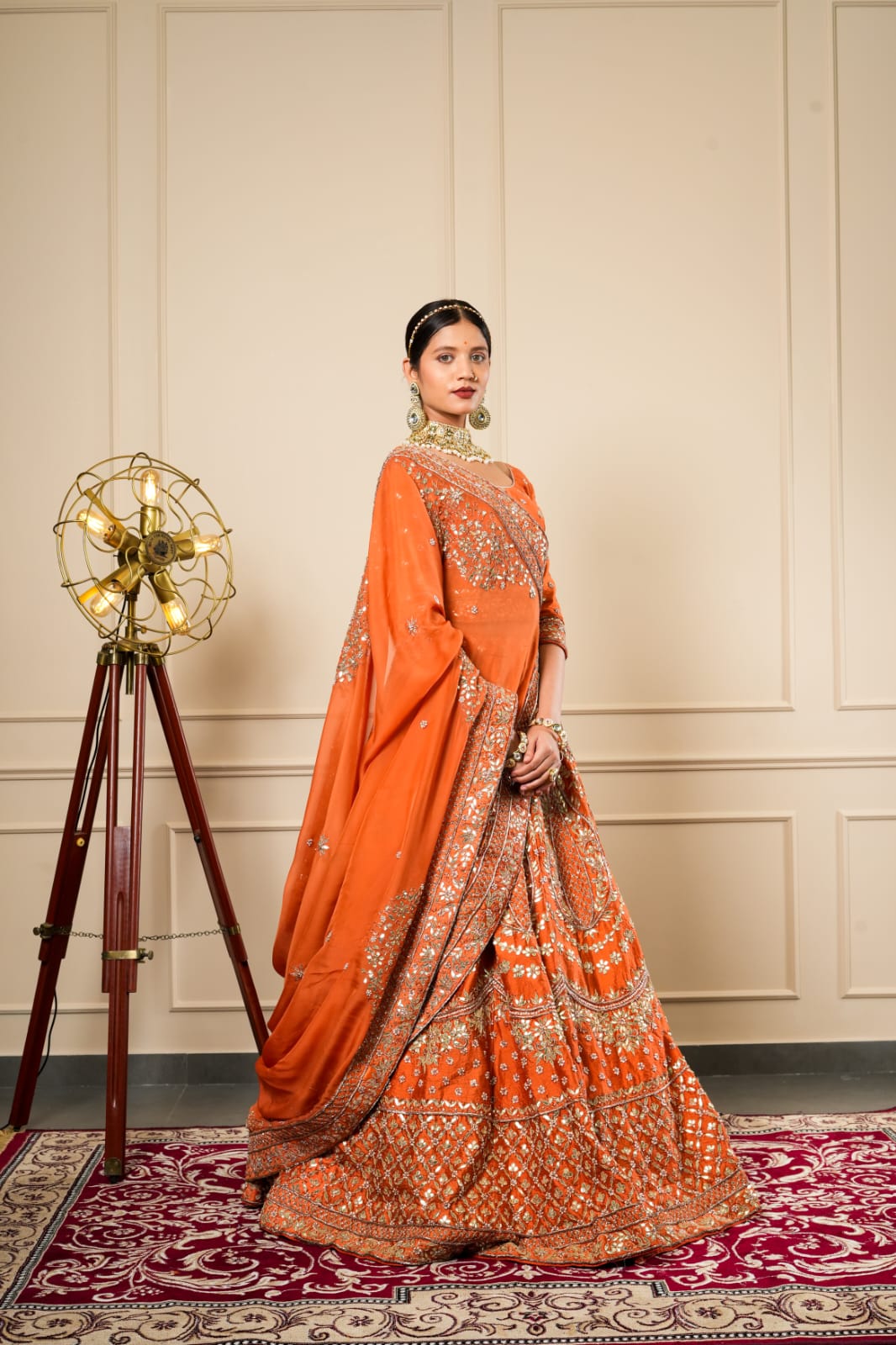 ORANGE GOTA LEHENGA CHOLI
