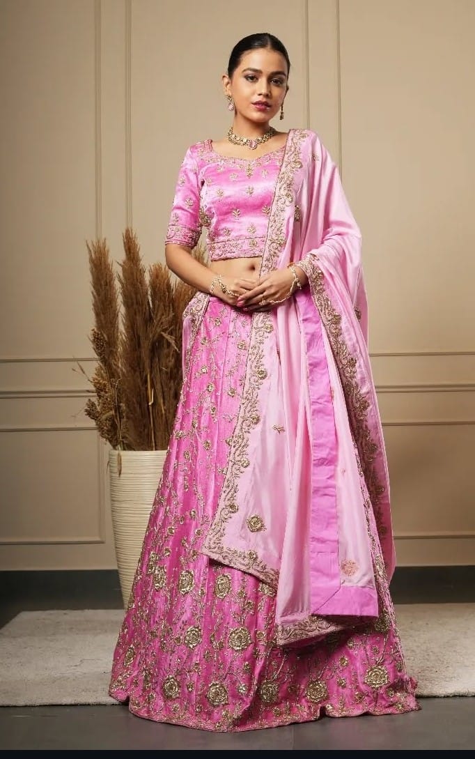 PINK ROSE ZARDOSI WORK LEHENGA CHOLI