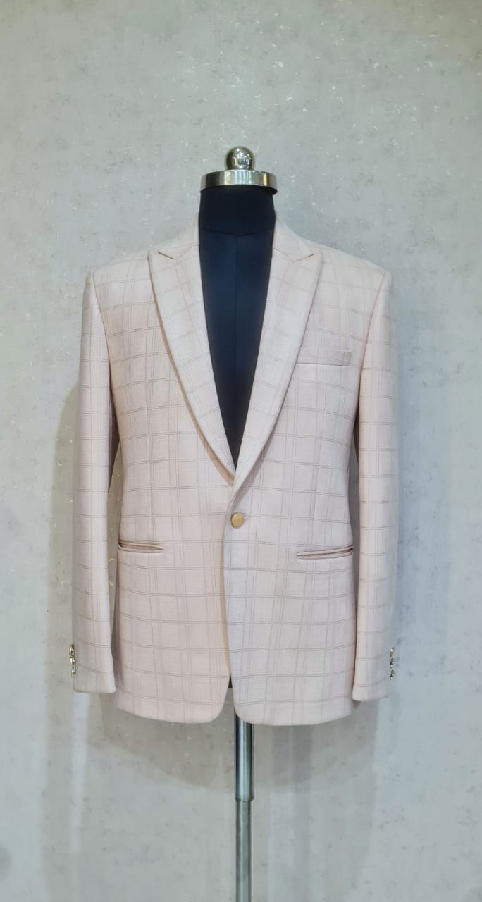 CREAM CHECKES  SUIT SET