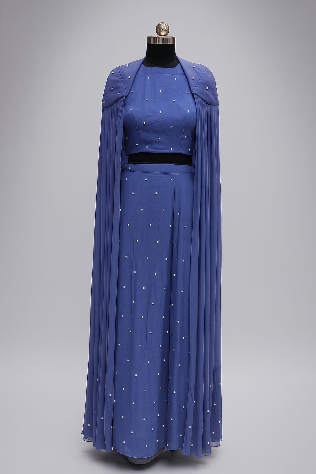 PURPLE  WHITE PEARL CAPE LEHENGA CHOLI