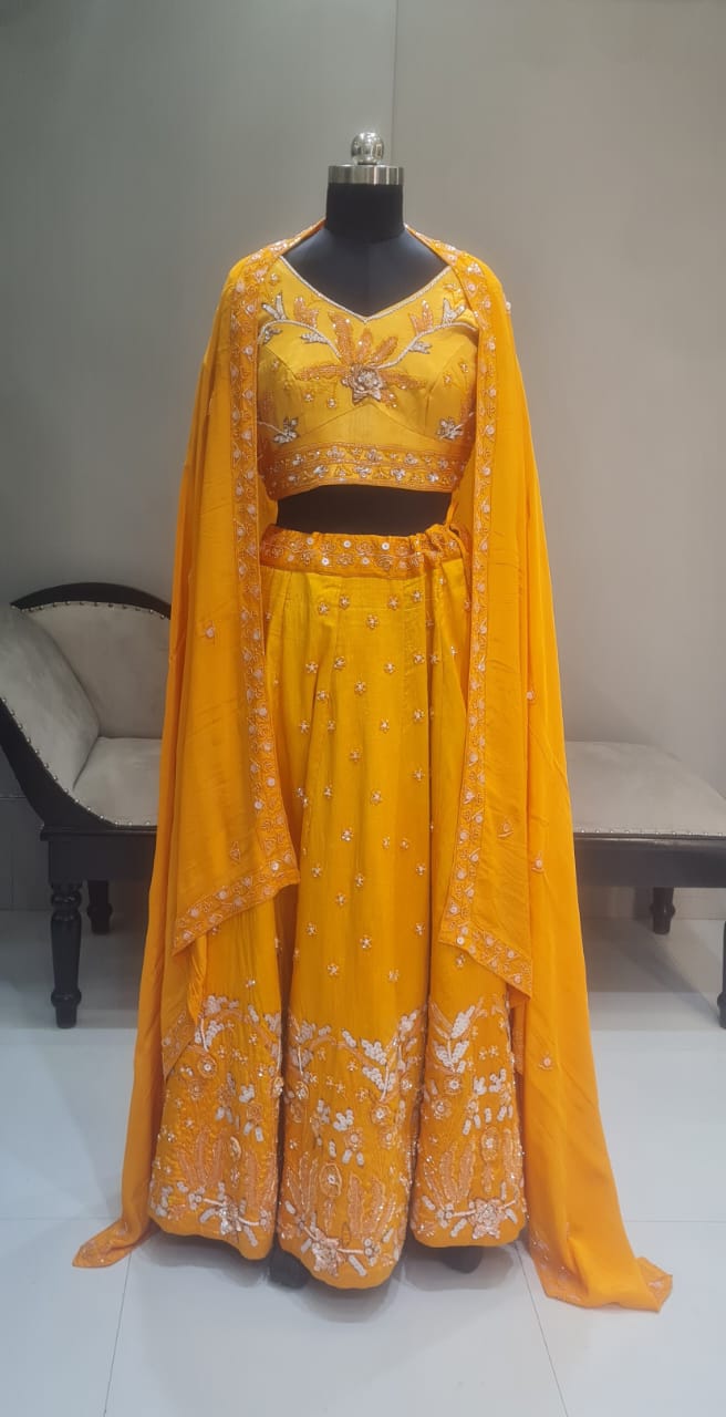 ORANGE BEAD SEQUEN LEHENGA CHOLI