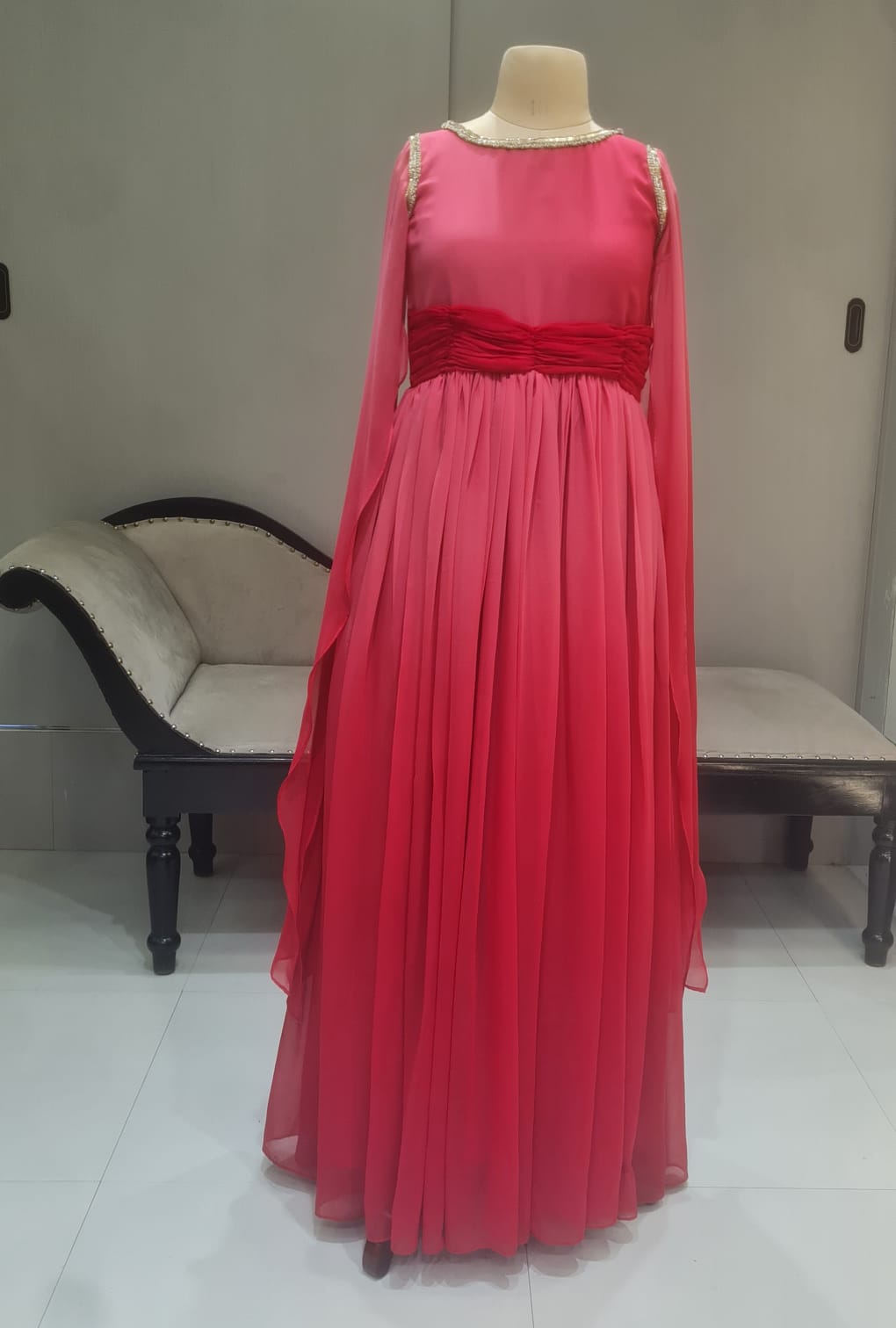 PINK FALL SLEEVES GOWN