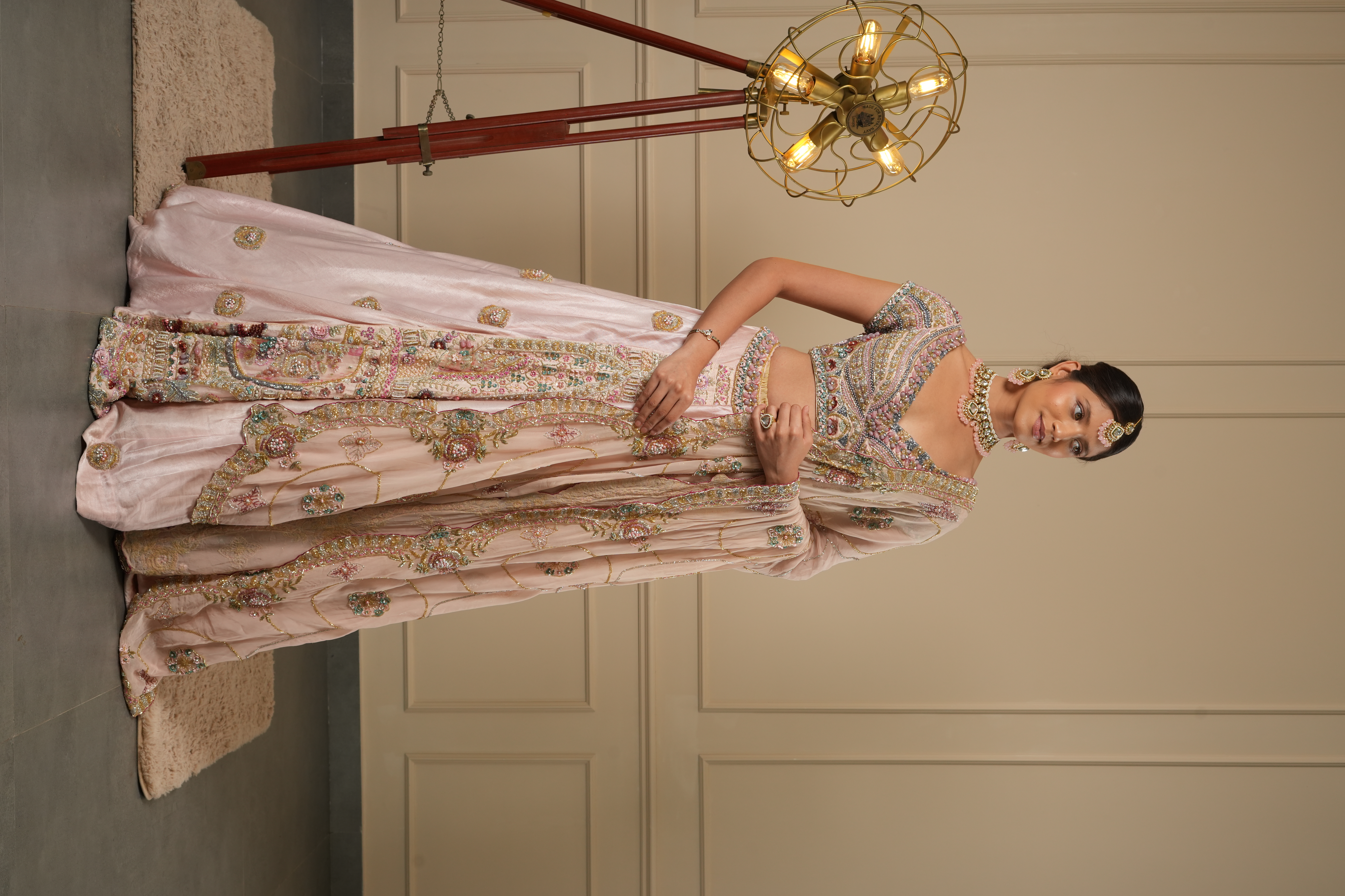 PINK SINGLE KALI HEAVY BLOUSE LEHENGA CHOLI