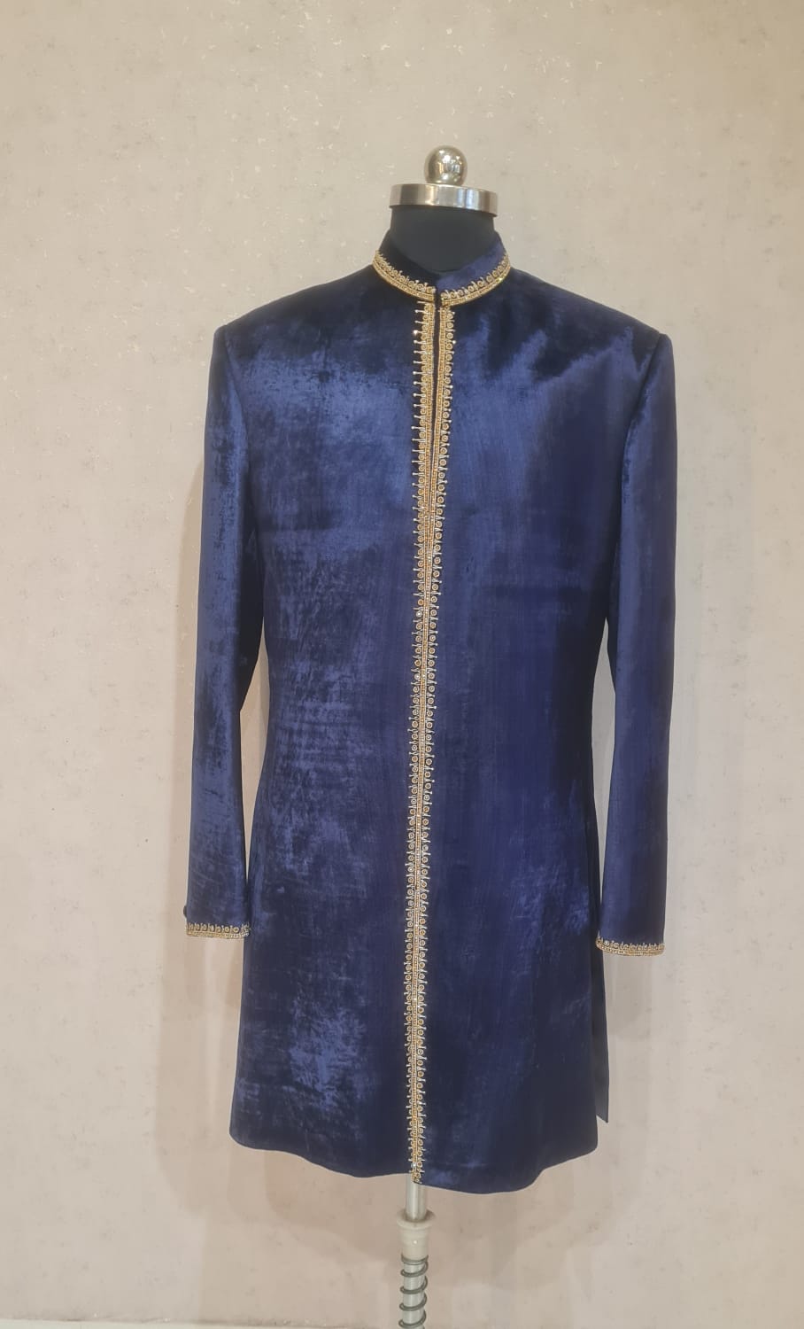 BLUE VELVET WORK SHERWANI