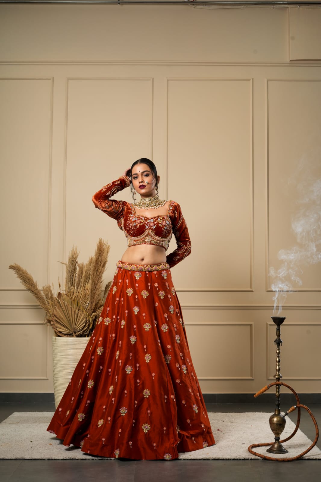 RUST ORANGE KALKI LEHENGA PLUS SIZE