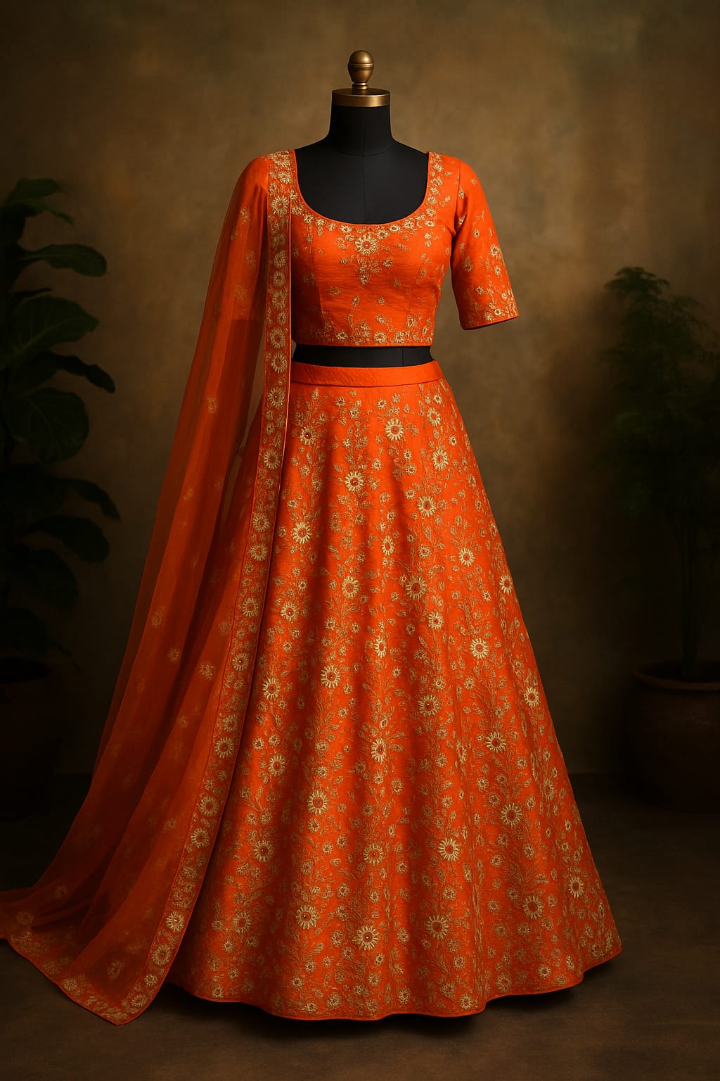 PEACH ORANGE NEW HEAVY ZARDOSI  LEHENGA CHOLI SET