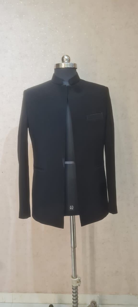 BLACK PLAIN JODHPURI SET