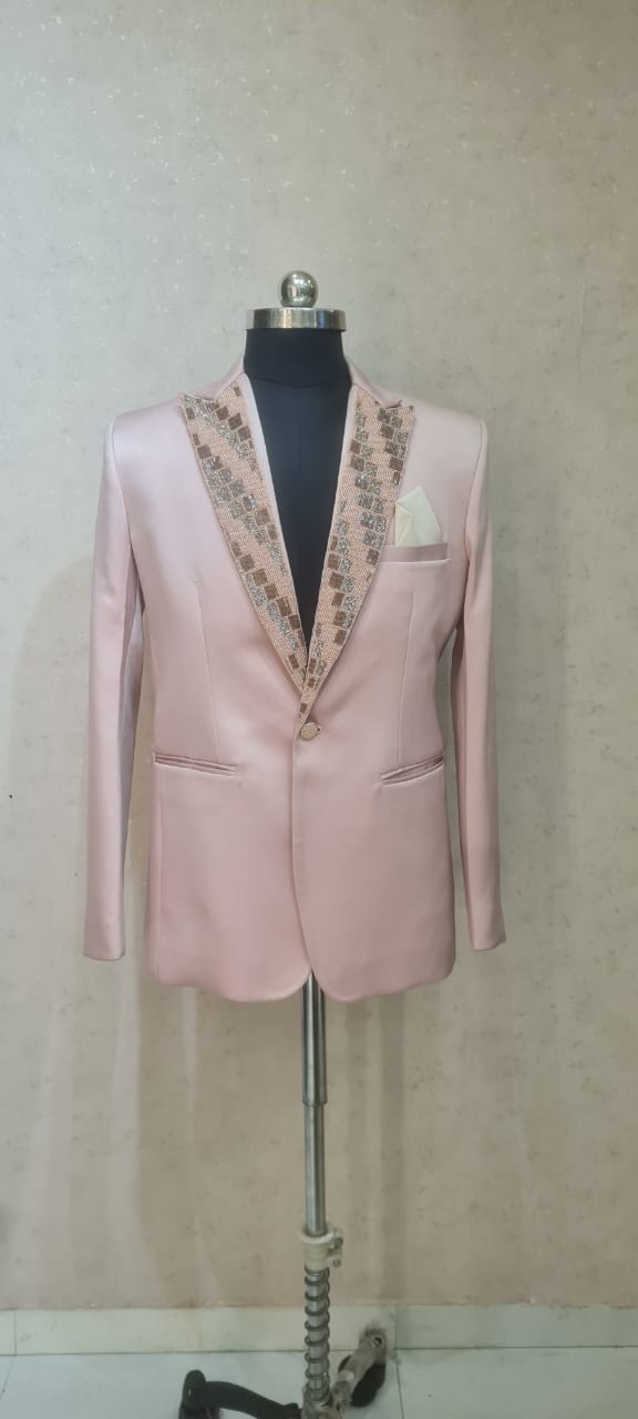 PINK KARDANA WORK ON COLLAR TUXEDO SET