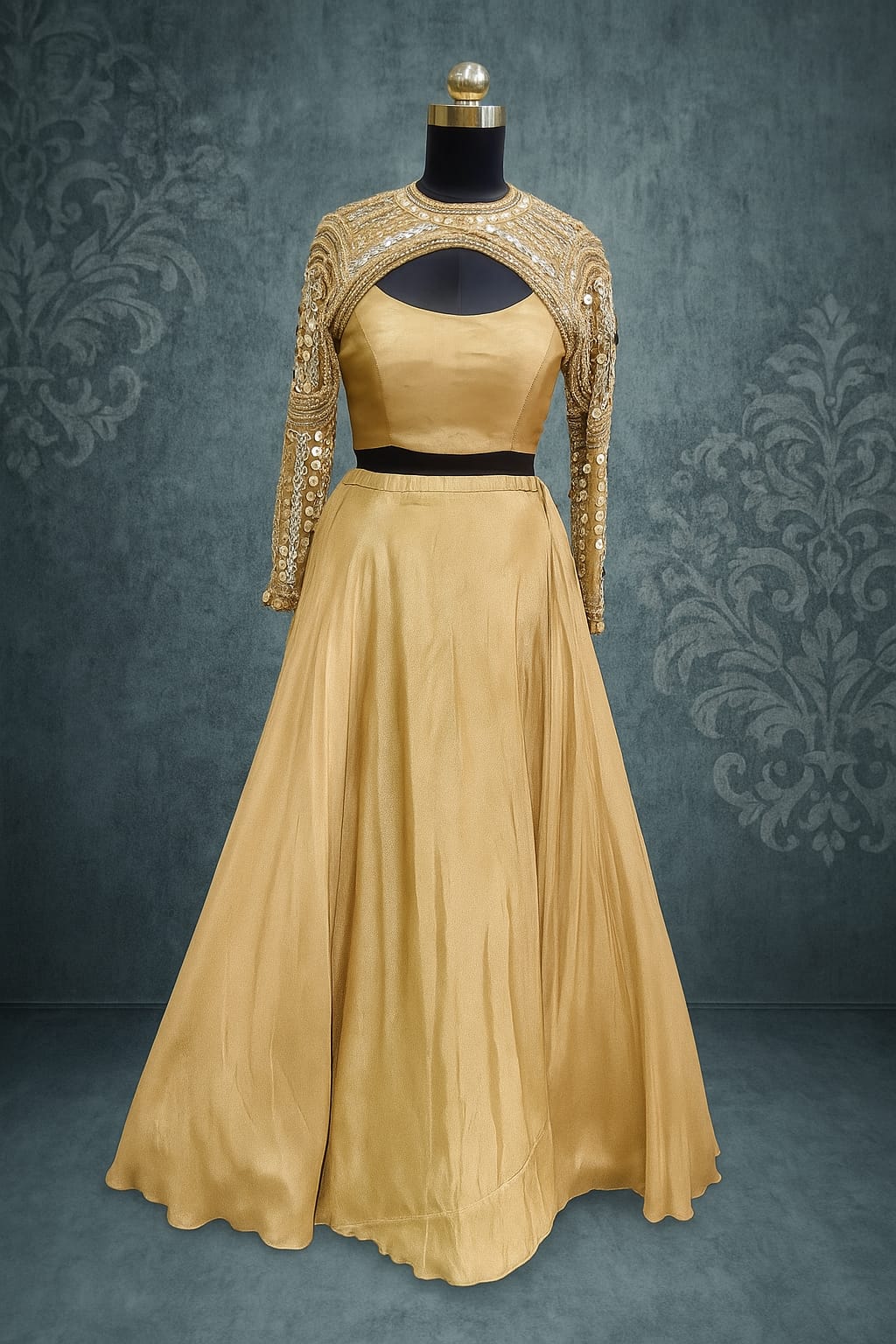 NUDE COIN WORK BLOUSE LEHENGA CHOLI SET