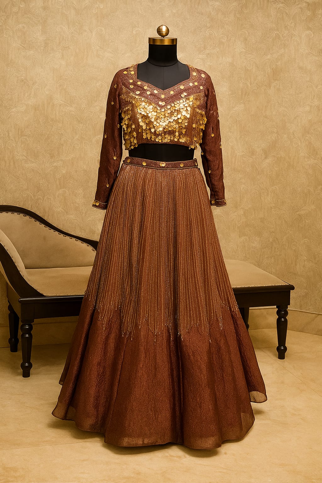 WINE AND SHINE COIN LEHENGA SET 