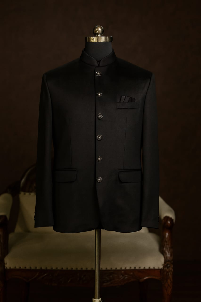 BLACK VELVET PLAIN JODHPURI SET