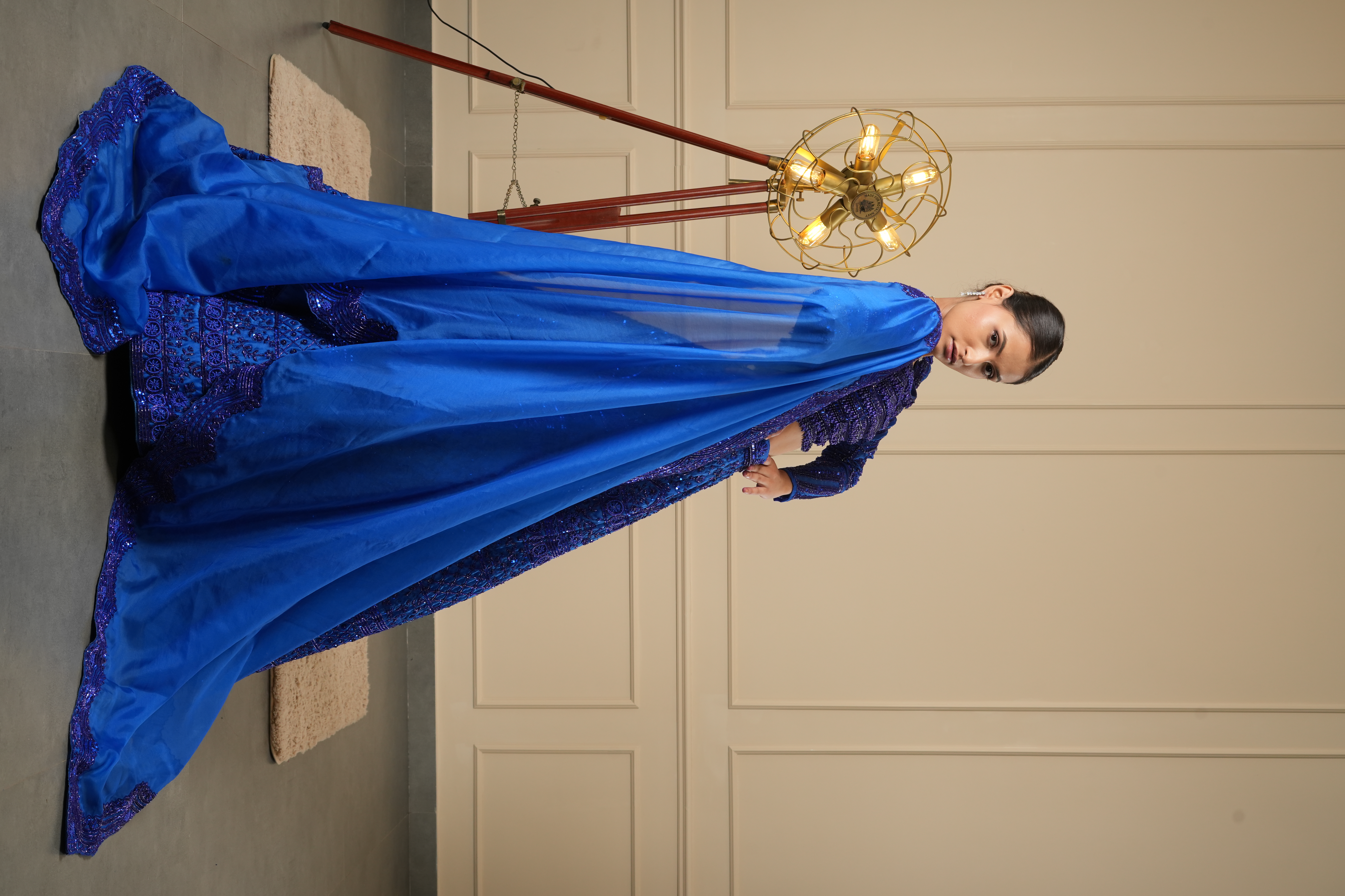 ROYEL BLUE BEAD WORK HEAVY LEHENGA CHOLI