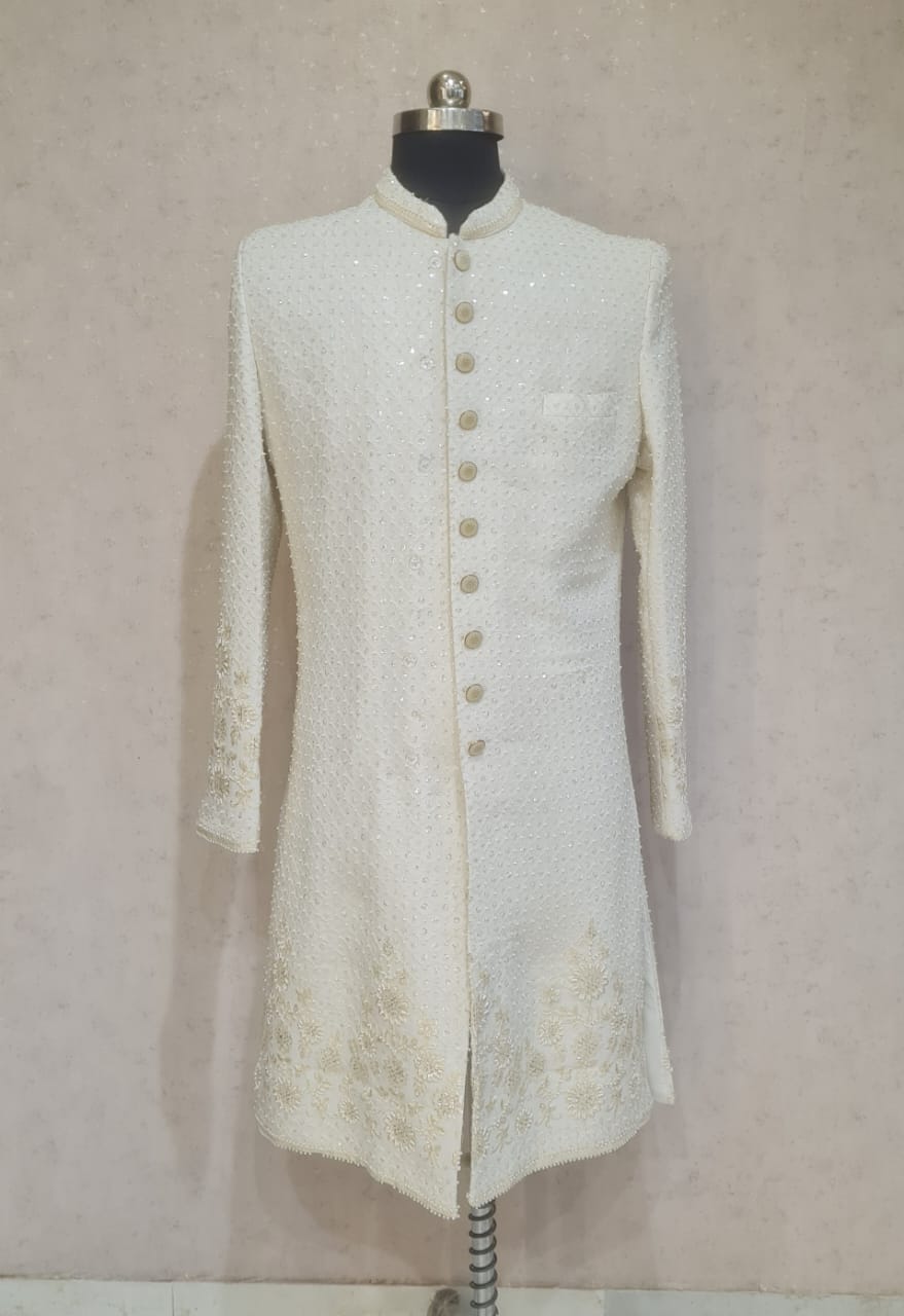 WHITE SEQUEN SHWEWANI SET
