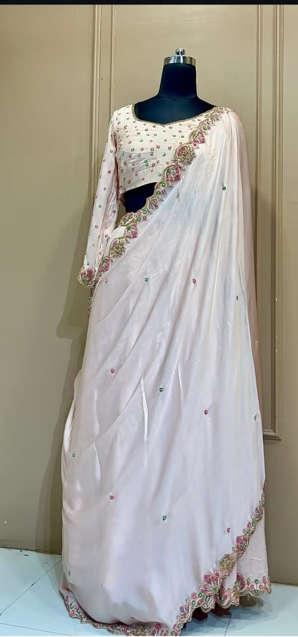 light pink multi coloer small flower work lehenga choli