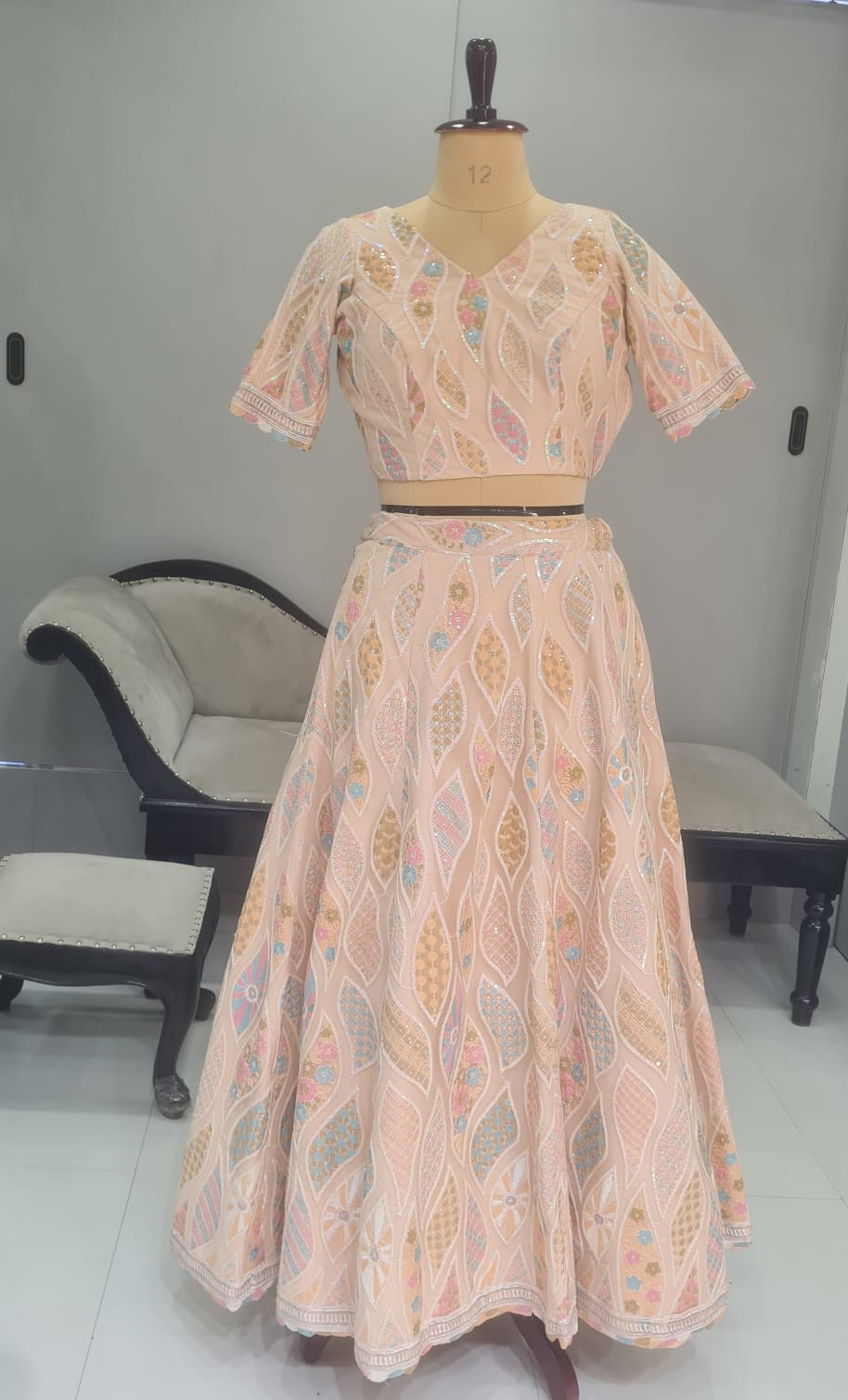 LIGHT PINK DALIYA WORK LEHENGA CHOLI