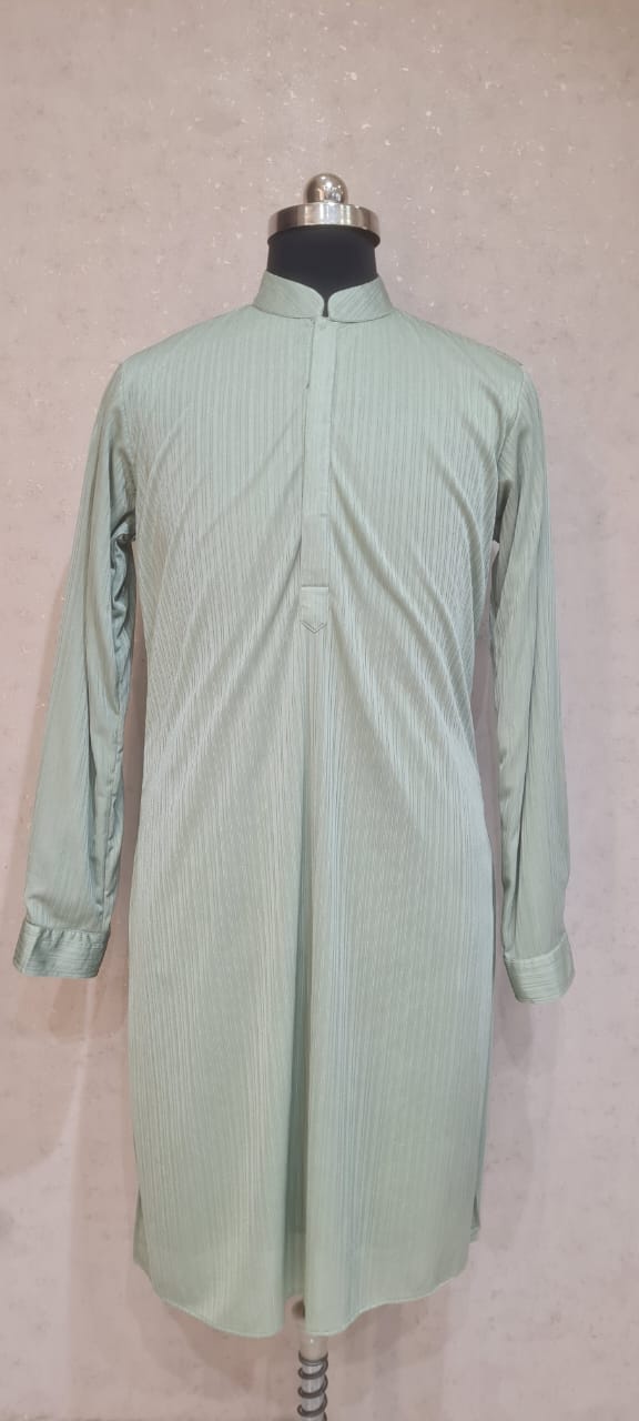 GREEN SHIMMAR PLAIN KURTA SET
