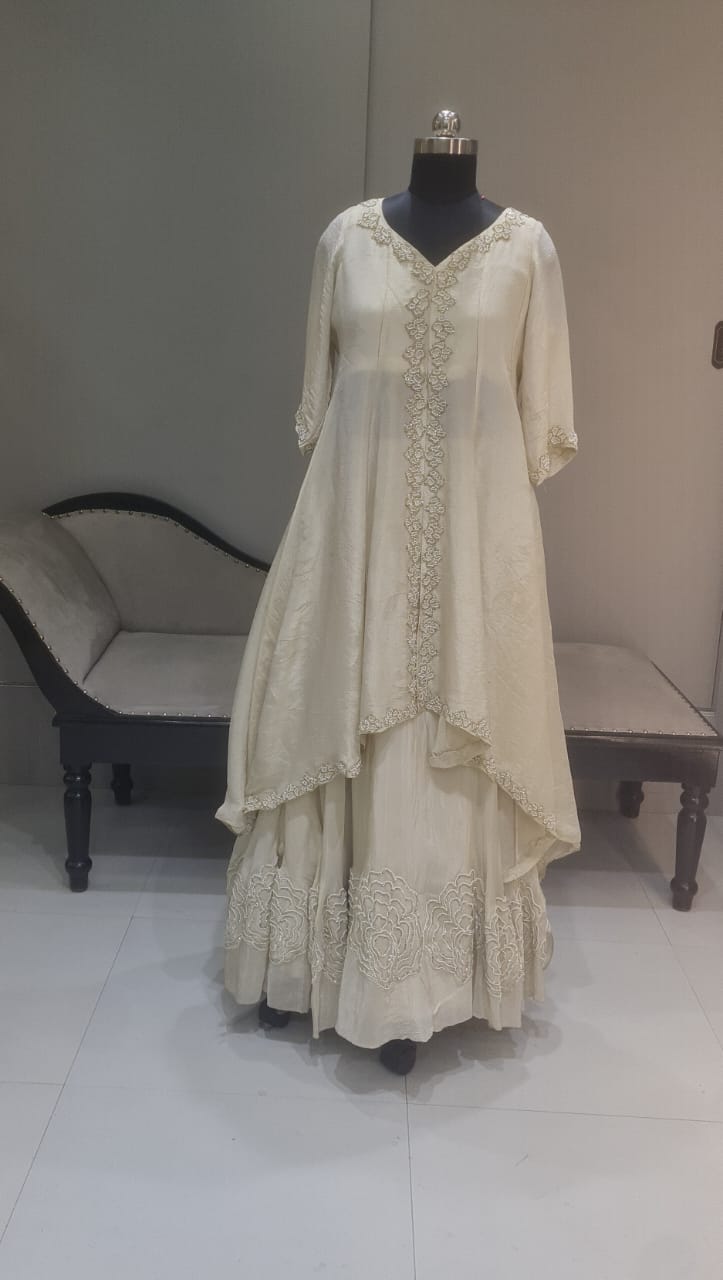 OFF WHITE SELF BEAD WORK LEHENGA CHOLI