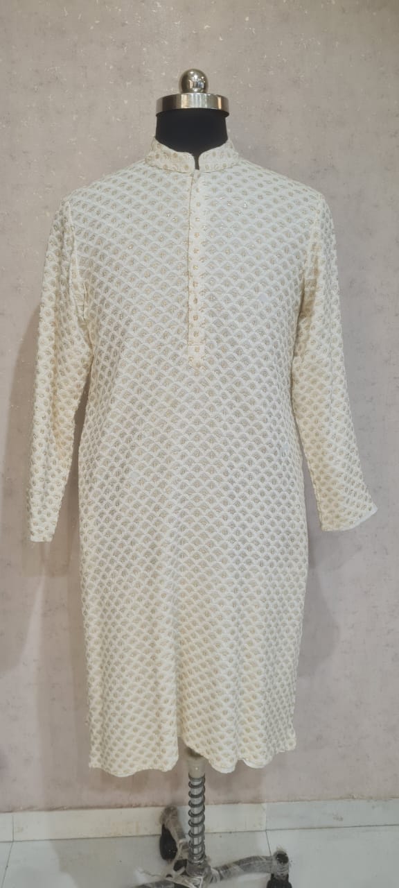 WHITE /CREAM KURTA WITH SEQUEN WORK